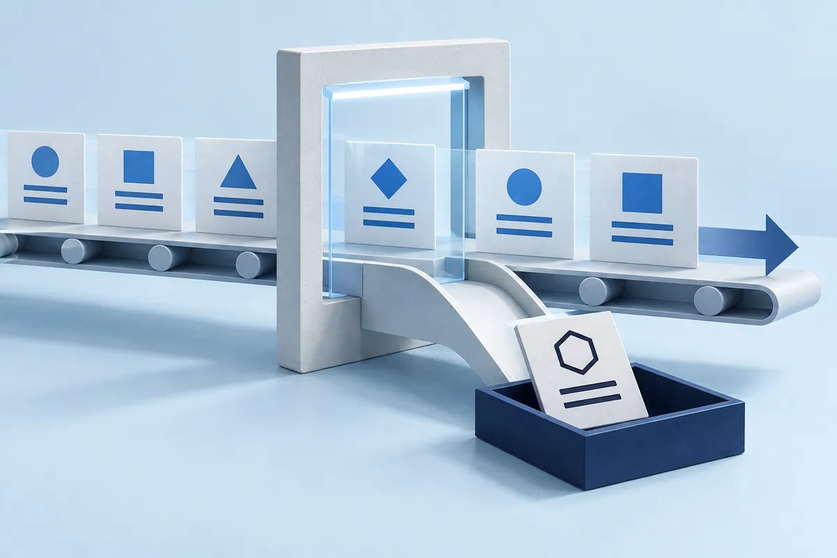 Healthcare data validation separating matched records from an exception tray.